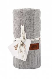 Pletená bavlněná deka do kočárku šedá  Bavlna, 80/100 cm