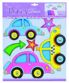 Decor Room Dětské prostorové samolepky na zeď - auta