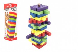 Hra věž dřevěná 60ks barevných dílků společenská hra 