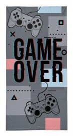 Osuška Game Over grey  Bavlna - Froté, 70/140 cm