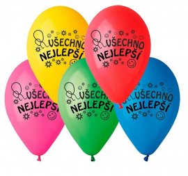 Balónky  Všechno nejlepší , 26 cm, 10 ks v balení, mix barev