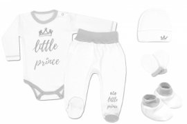 Baby Nellys 5-ti dílná soupravička do porodnice Little Prince, vel. 62 - bílá