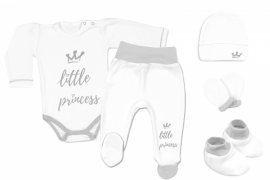 Baby Nellys 5-ti dílná soupravička do porodnice Little Princess - bílá