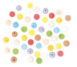 Kuličky z buničiny s dírkou, mix barev, 15 mm, 50 ks
