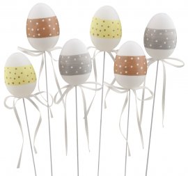 Vajíčko s puntíky plastové zápich  6 cm + špejle