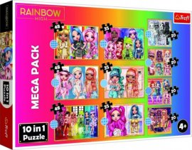 Puzzle 10v1 Kolekce módních panenek/Rainbow high v krabici 40x27x6cm