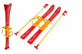 Dětské lyže s hůlkami plast/kov 76cm červené