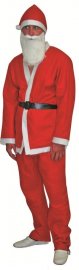 Oblek Santa (kalhoty,blůza,opasek,vousy,čepice) pro dospělého