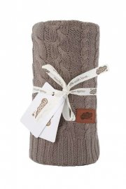 Pletená bavlněná deka do kočárku taupe  Bavlna, 80/100 cm